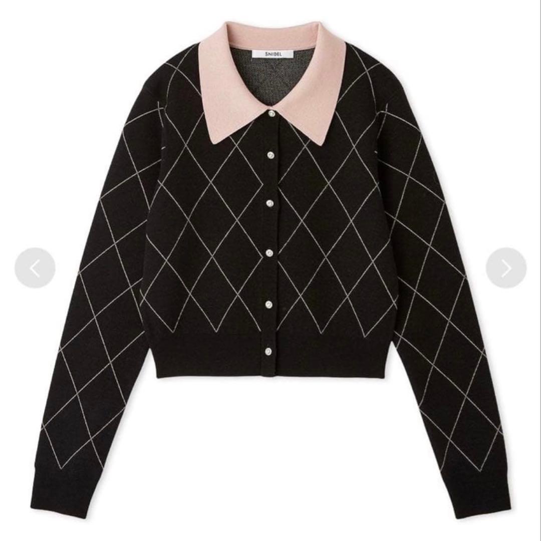 スナイデル　SNIDEL アーガイルチェックカーディガン