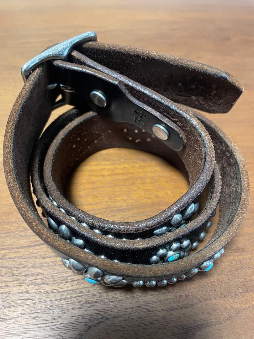 HTC スタッズベルト1.25インチ　フラワーターコイズ