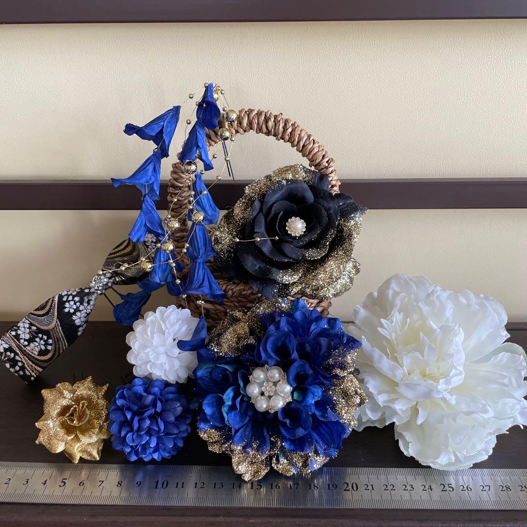 青　和装髪飾り　振袖髪飾り　成人式髪飾り　着物髪飾り　色打掛髪飾り　結婚式髪飾り