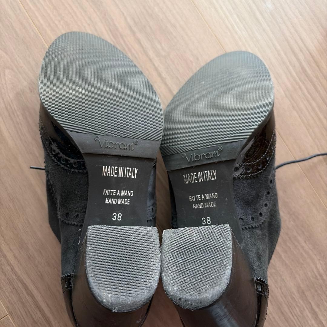 イタリア製　オックスフォードシューズ 黒 中ヒール