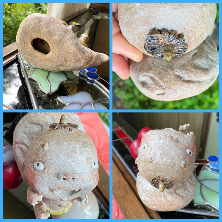 2125様感謝‼️邪気を祓う‼️愛ある作家コワかわフィギュリン「かみなりぼうや」一体