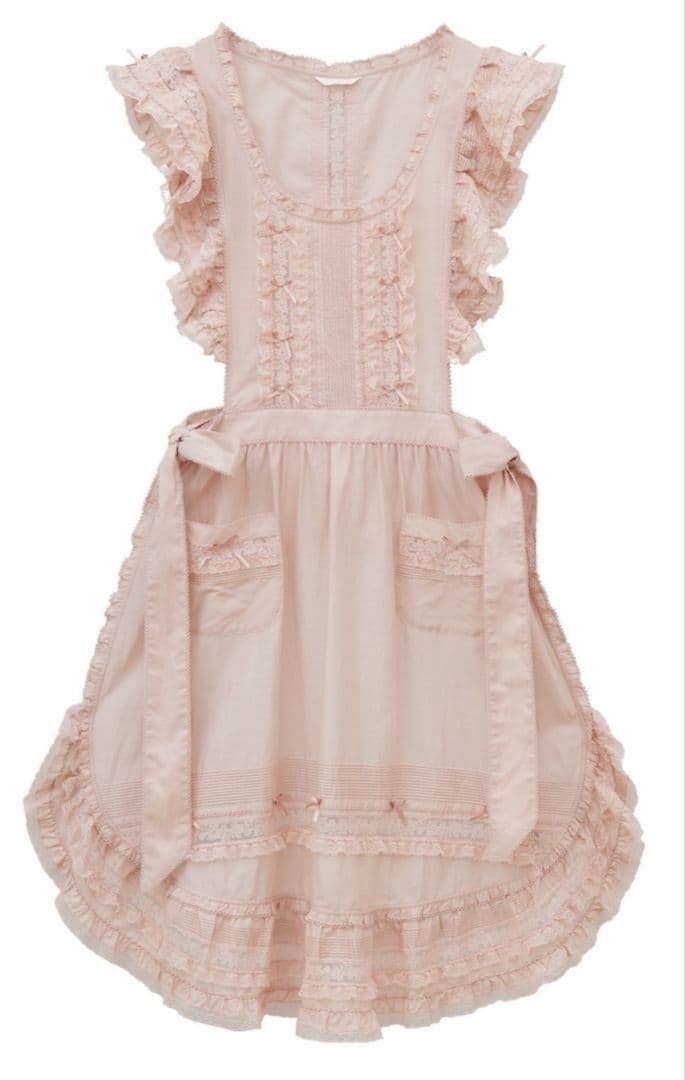 新品　ピンクハウス　ローズ　レース　使い　フリル　タブリエ