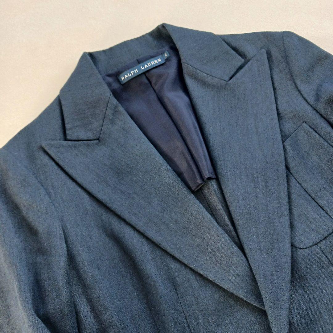 ラルフローレン パンツスーツセットアップ ワイドパンツ テーラード ネイビー