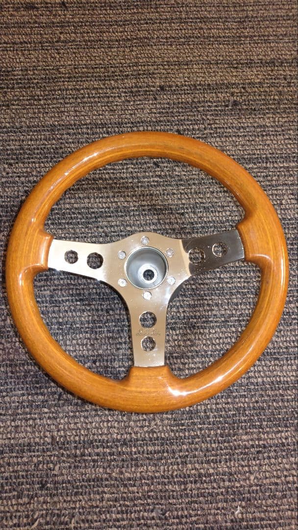 OBA ウッド製 ステアリング 約32.5cm ボス、ホーンスイッチ付き