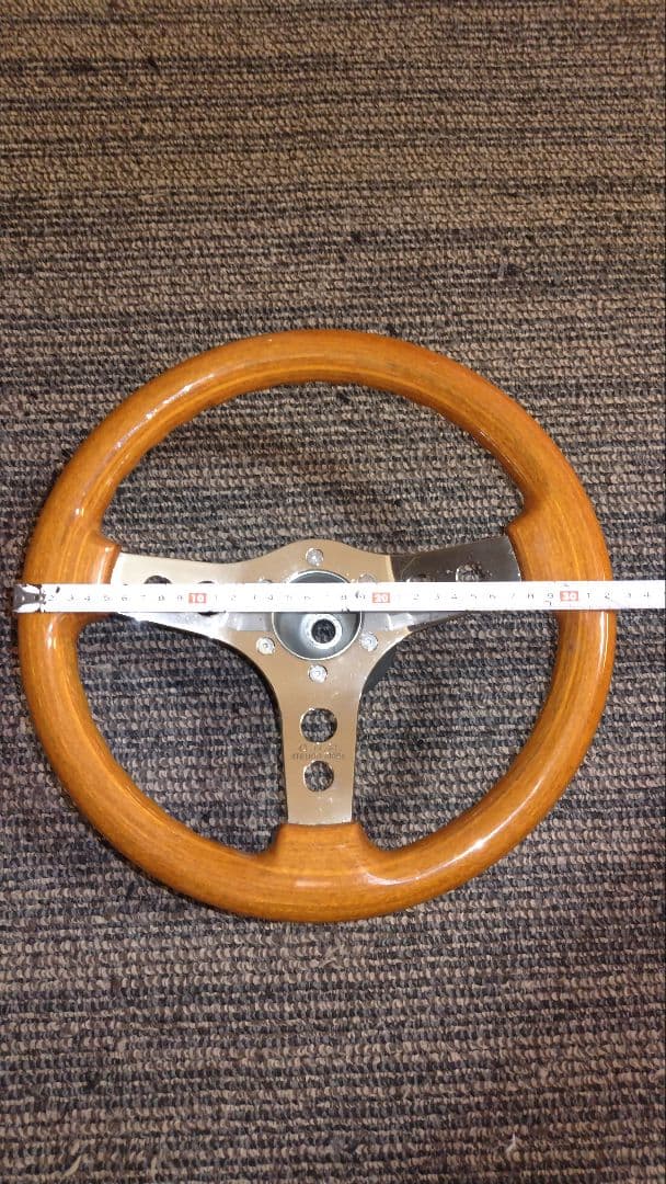 OBA ウッド製 ステアリング 約32.5cm ボス、ホーンスイッチ付き
