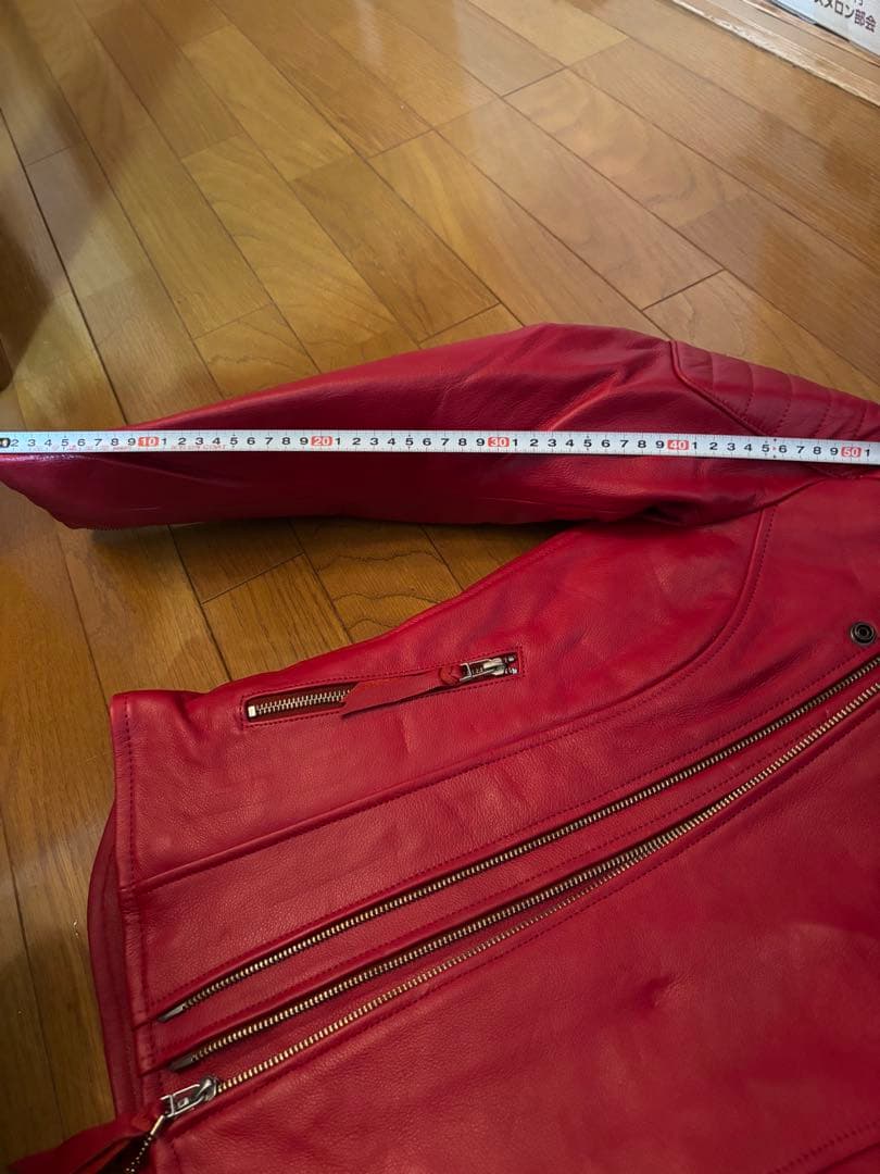 max fritz 赤 シングルライダースジャケット 40