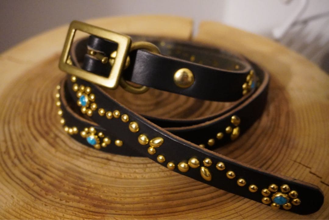 ターコイズスタッズナローベルト　スタッズ　ベルト