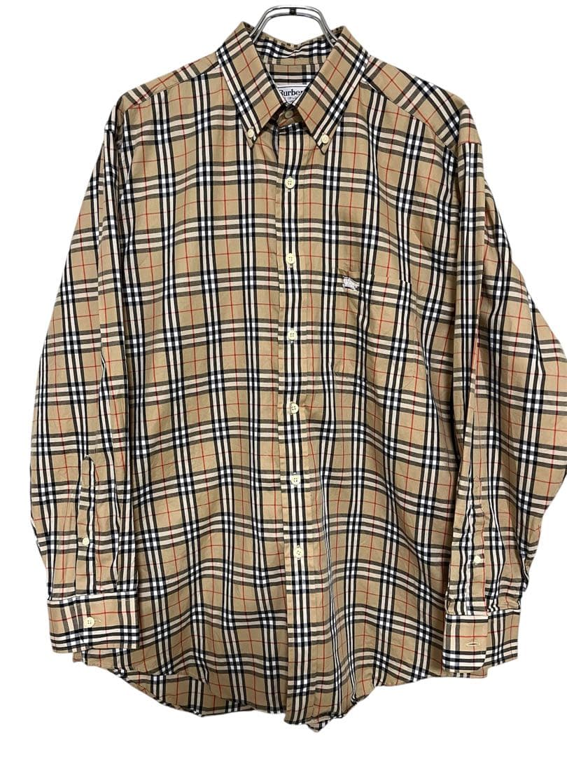 BURBERRYS 長袖 シャツ ノバチェック ホース ロゴ 刺繍 総柄 L