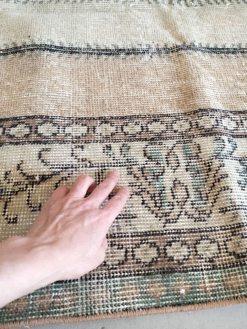 【konoha】大判/くすみベージュとクリームのトルコラグ No.715