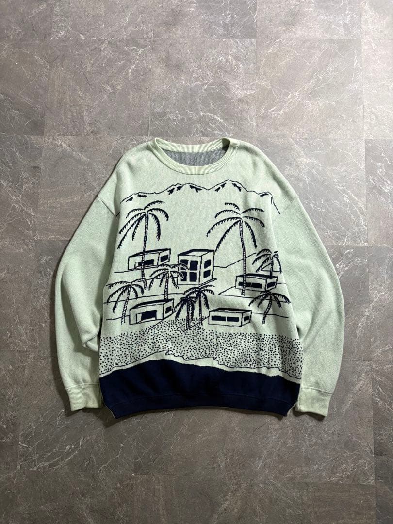 トップス crepuscule cotton knit sweater mint blue