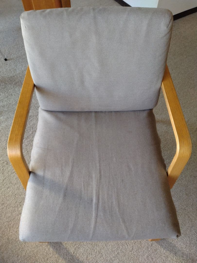 【良品】MUJI無印 ダイニングソファチェアオーク材/リビングでもつかえる茶①