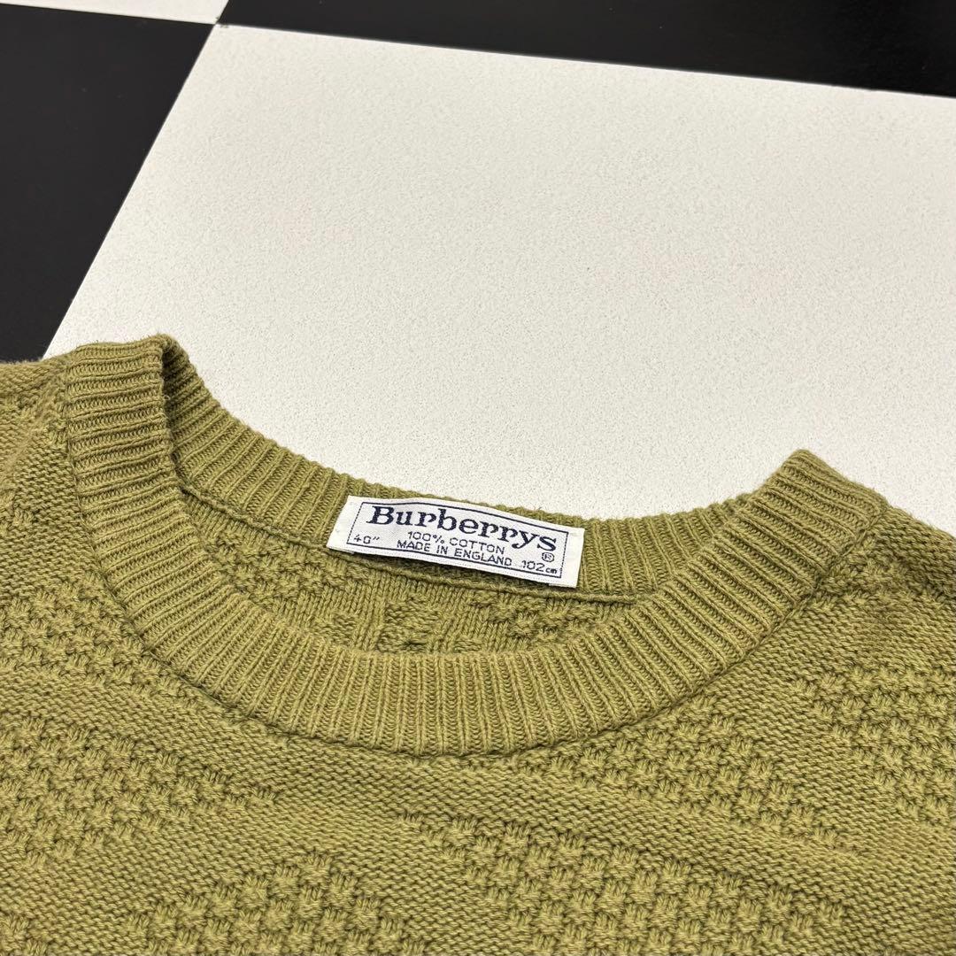 イングランド 製 Burberry's ロゴ ケーブル ニット 40 カーキ