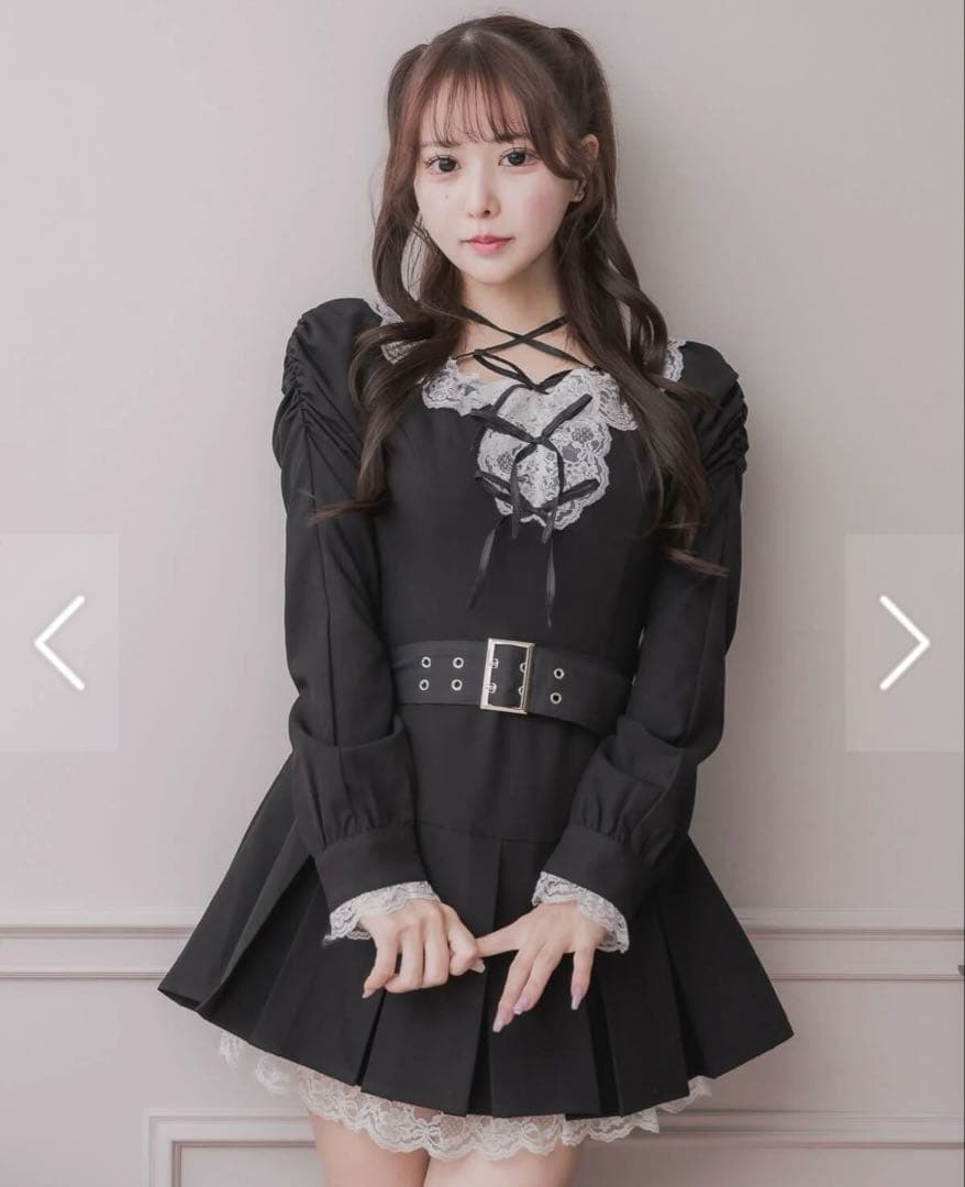 pium レースフリルプリーツミニワンピース