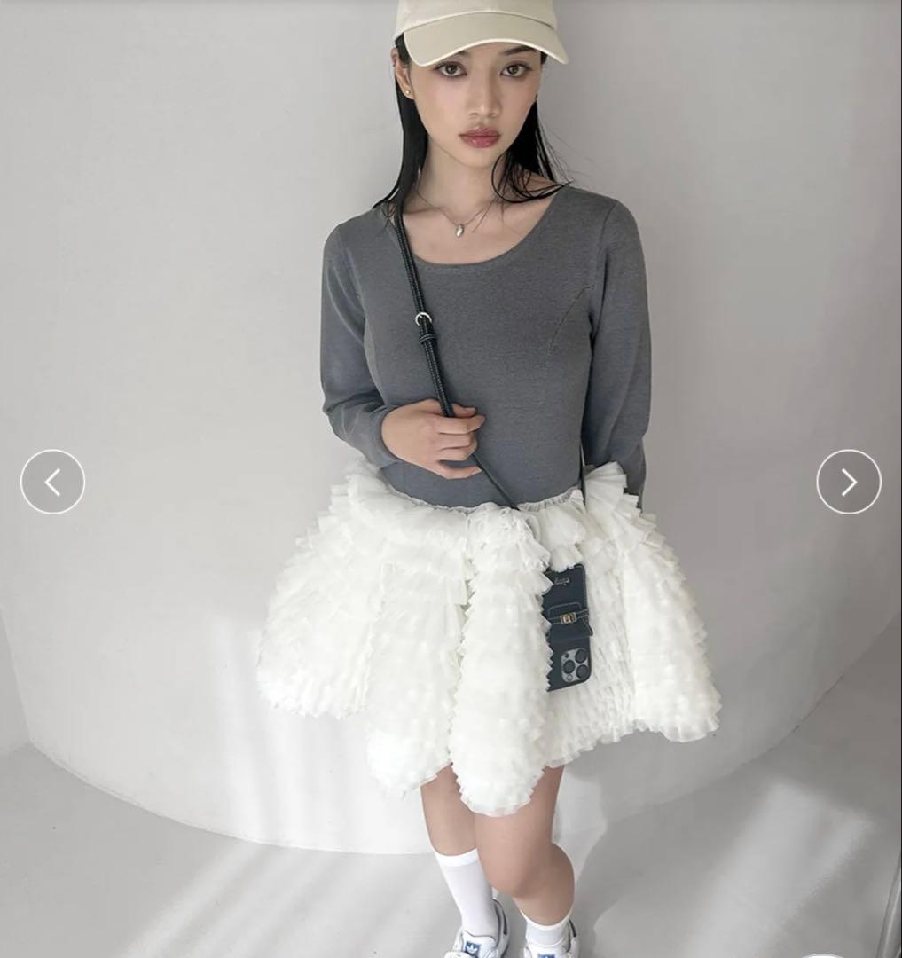 本日限定値下　eimy istoire ボリュームチュールフリルニットワンピース