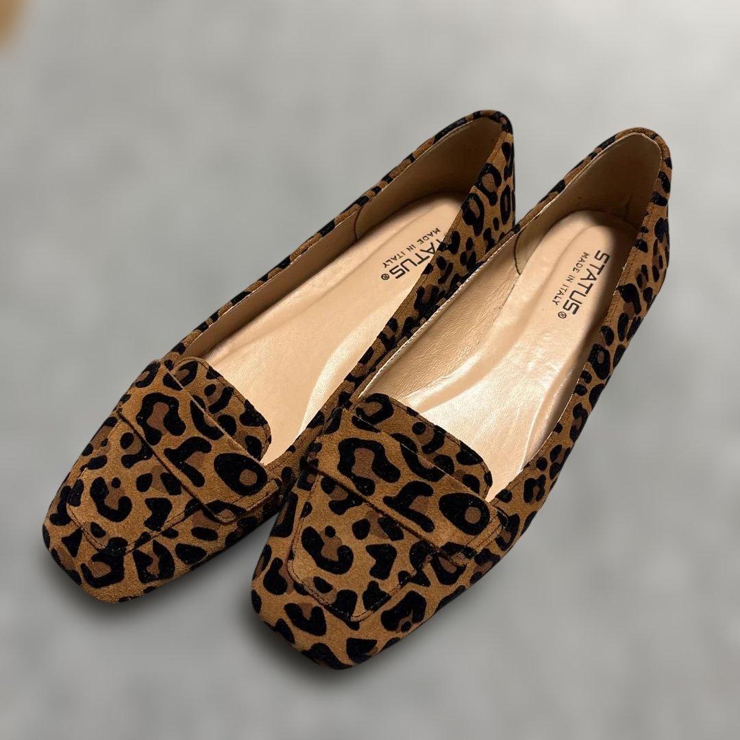 極美品　STATUS ステイタス　スクエアトウ フラットシューズ　パンプス