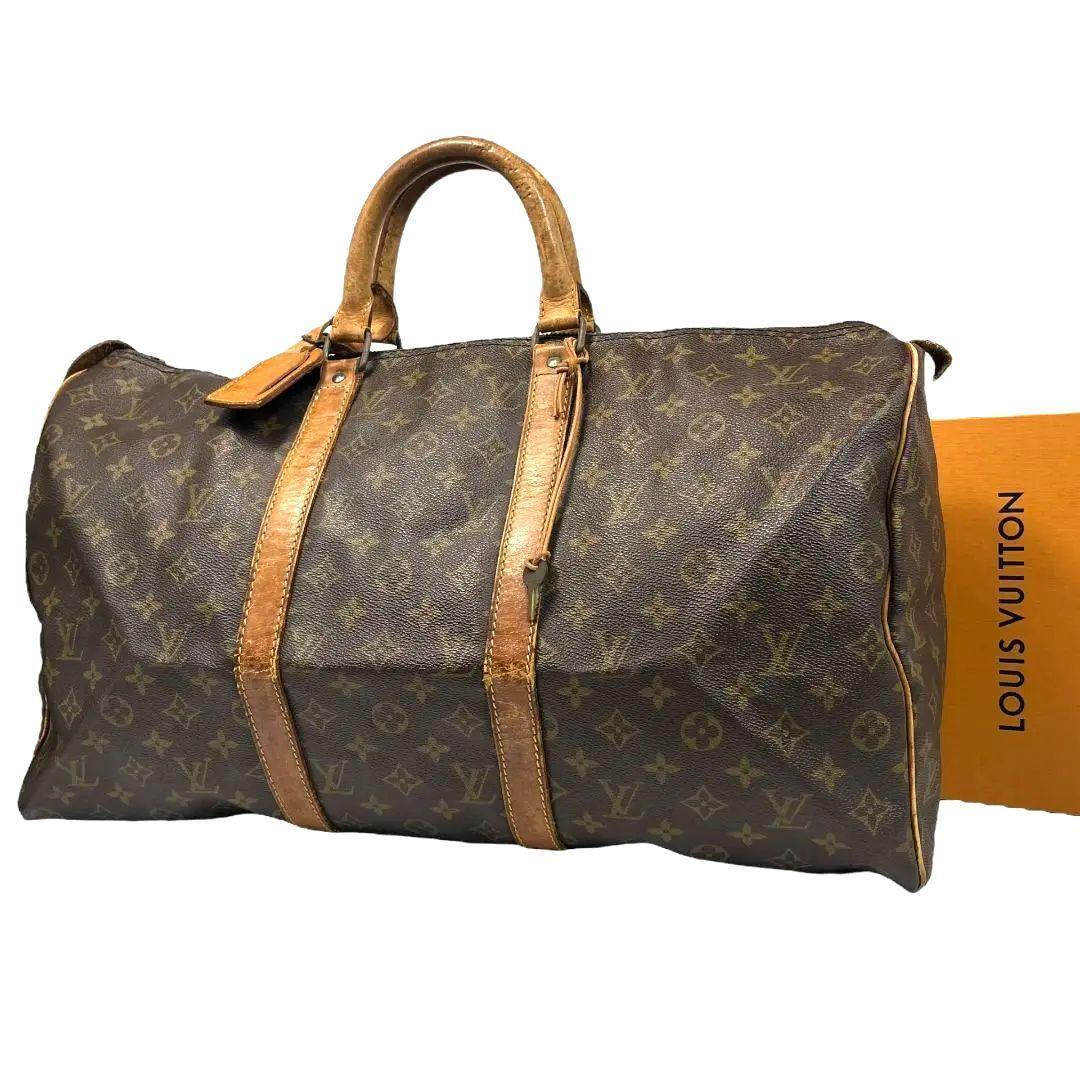 【鑑定済】ルイヴィトン　モノグラム　キーポル50　ボストンバッグ　茶　旅行かばん