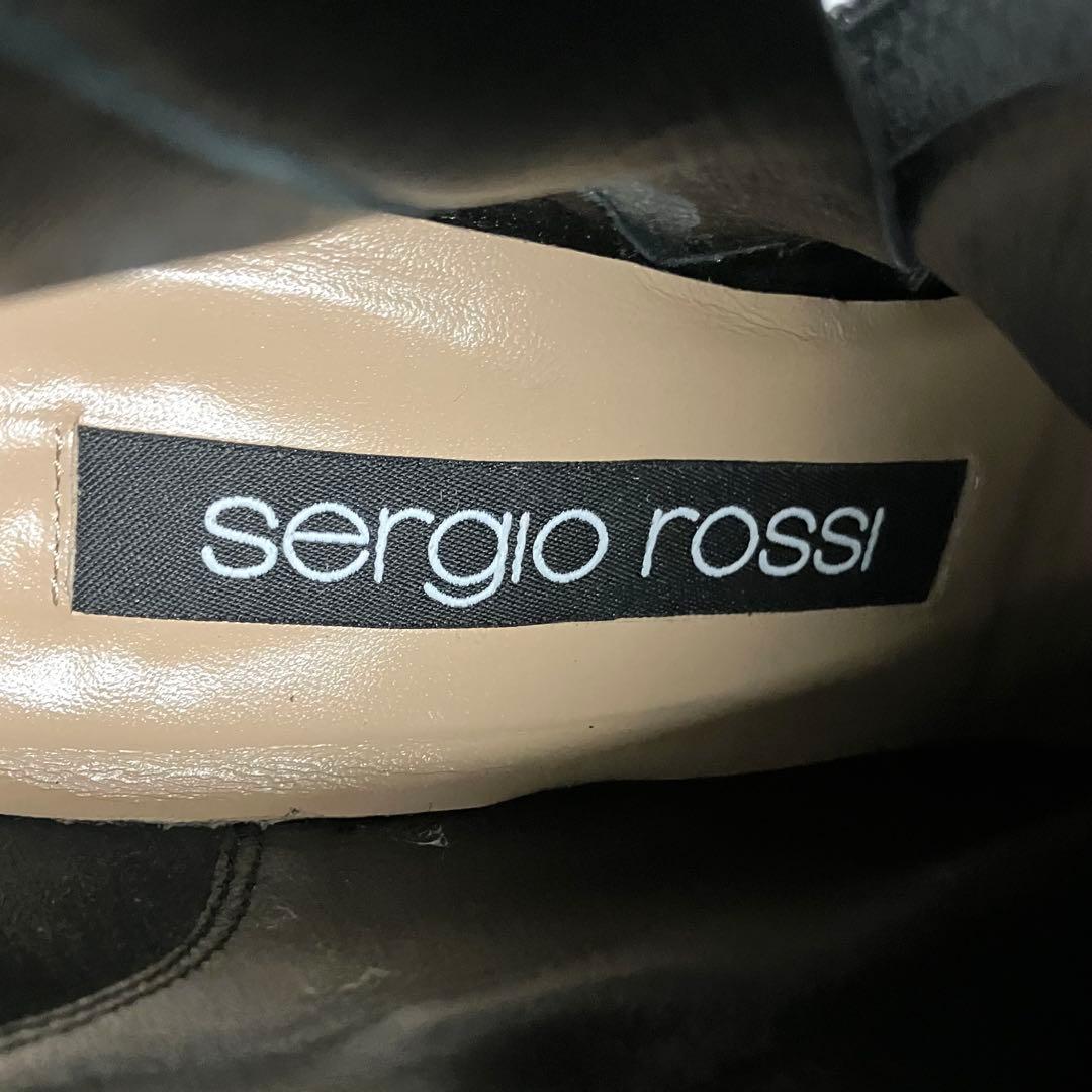 【美品】セルジオロッシ　リザードロングブーツ　ブラックバックル　黒22.5 近年