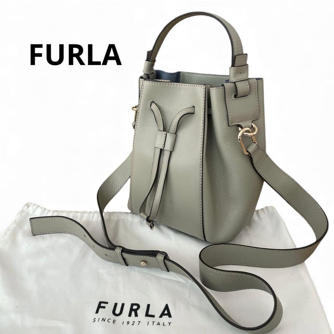 美品　FURLA フルラ　ミアステラ　ハンドバッグ　ショルダーバッグ　グレー