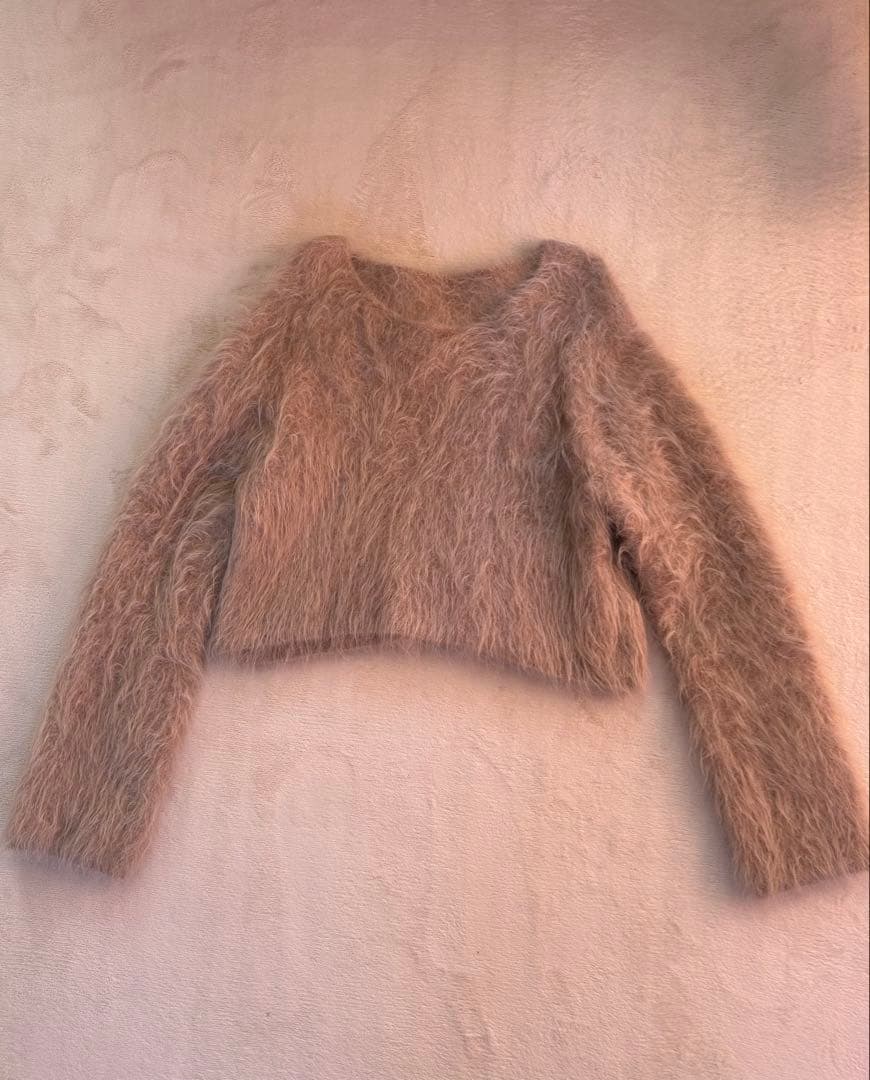 anuans スーリーアルパカショートニットプルオーバー　フリーサイズ