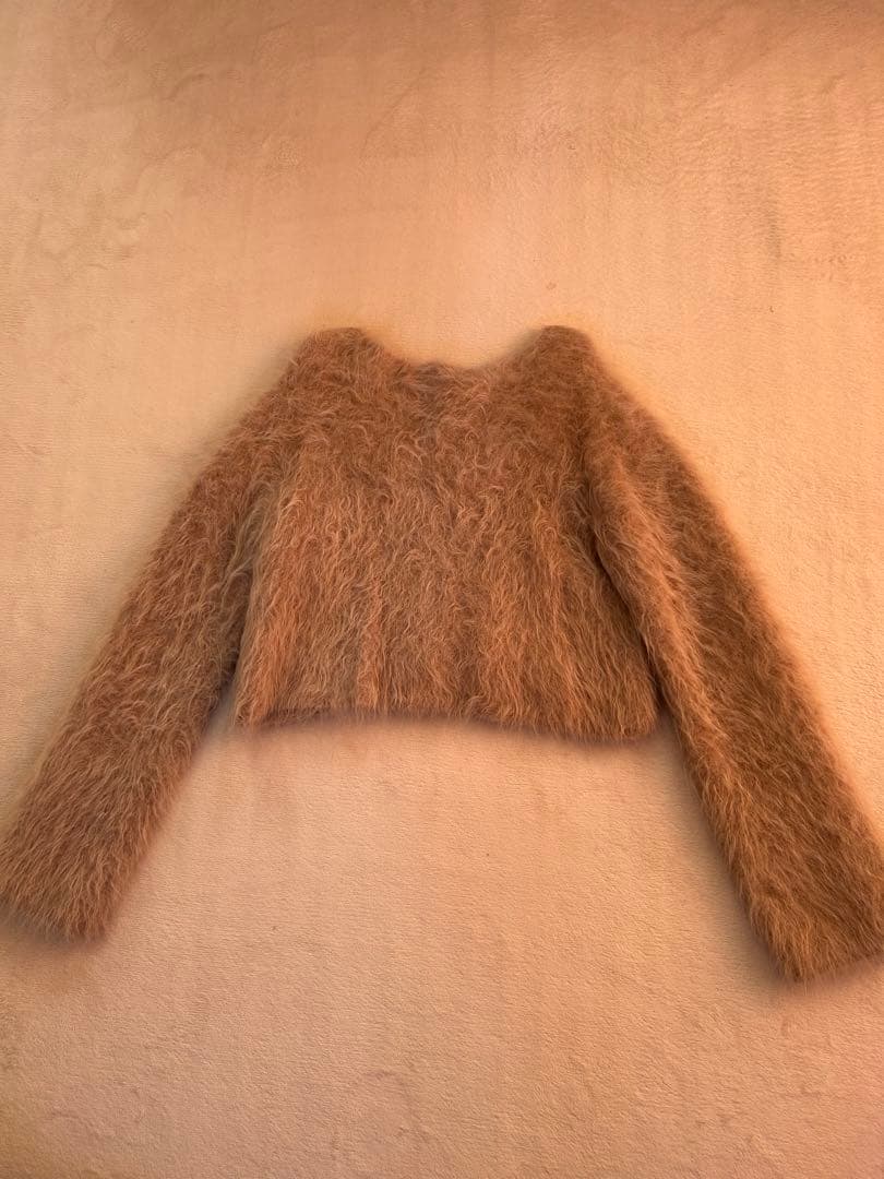 anuans スーリーアルパカショートニットプルオーバー　フリーサイズ