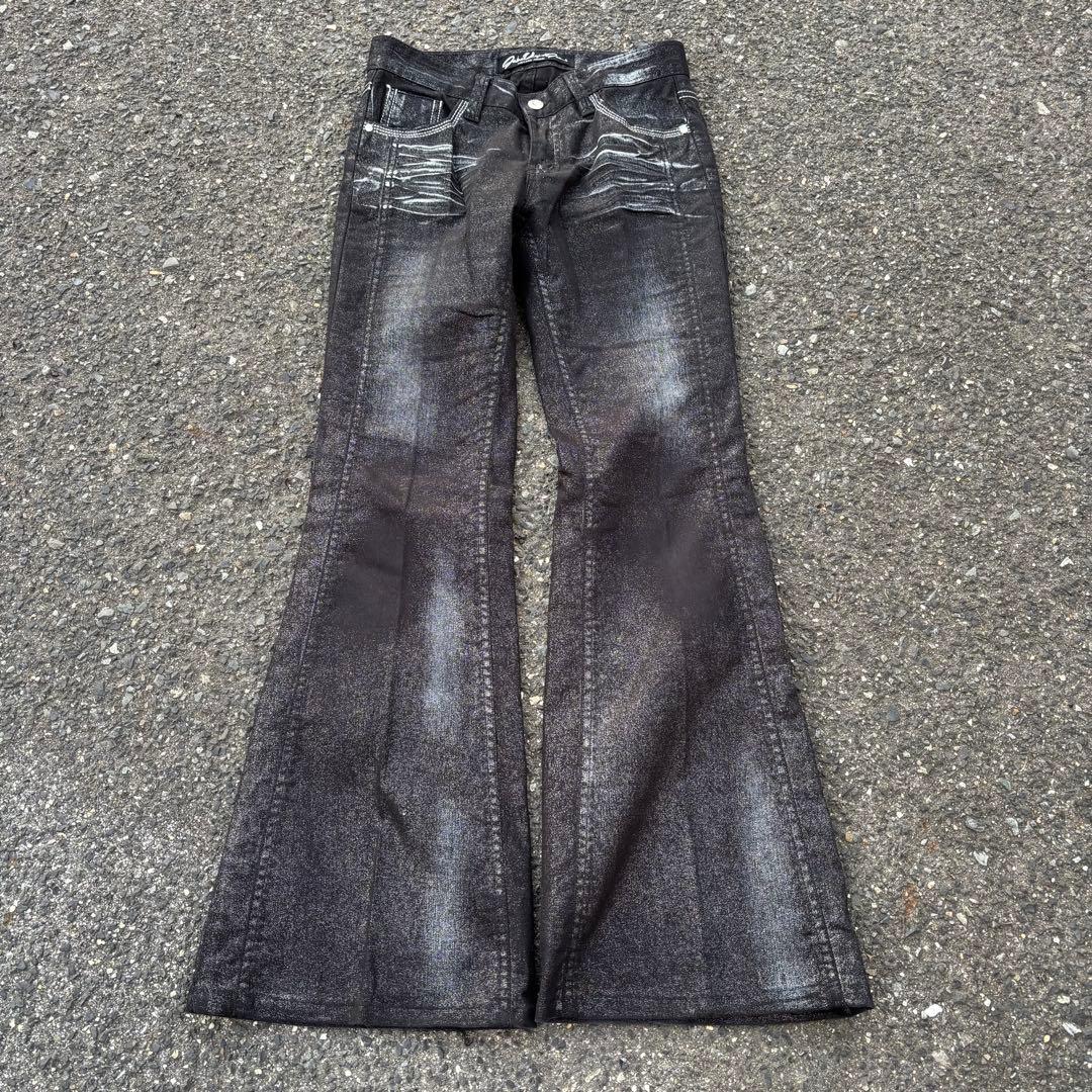 パンツ Y2K black denim flare pants boots cut