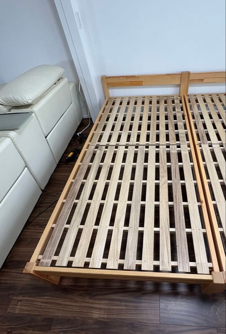 【引取限定】無印良品 シングルベッド パイン材②