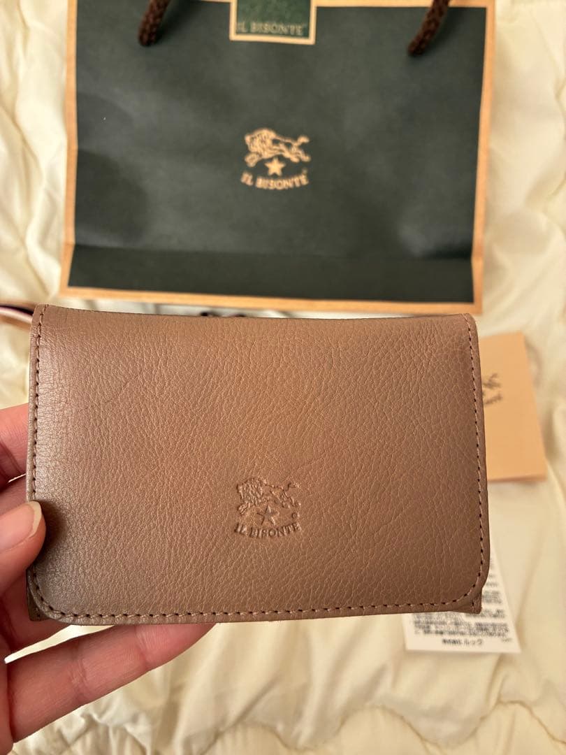 (juritanto)IL BISONTE グレー名刺入れ 保存袋付き