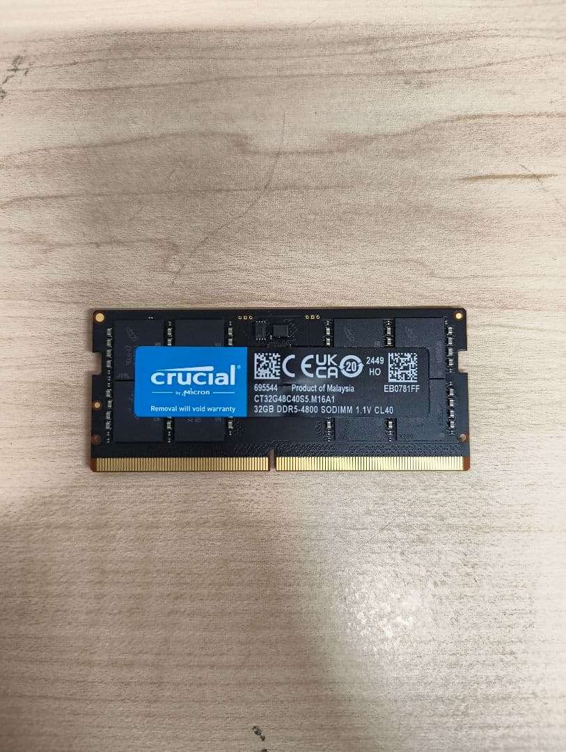 メモリー Crucial 32GB DDR5-4800MHz SO-DIMM