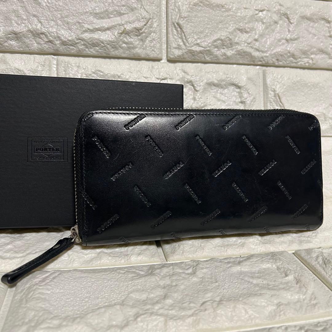 ポーター　エンチェイス　ロングウォレット　ラウンドファスナー　黒