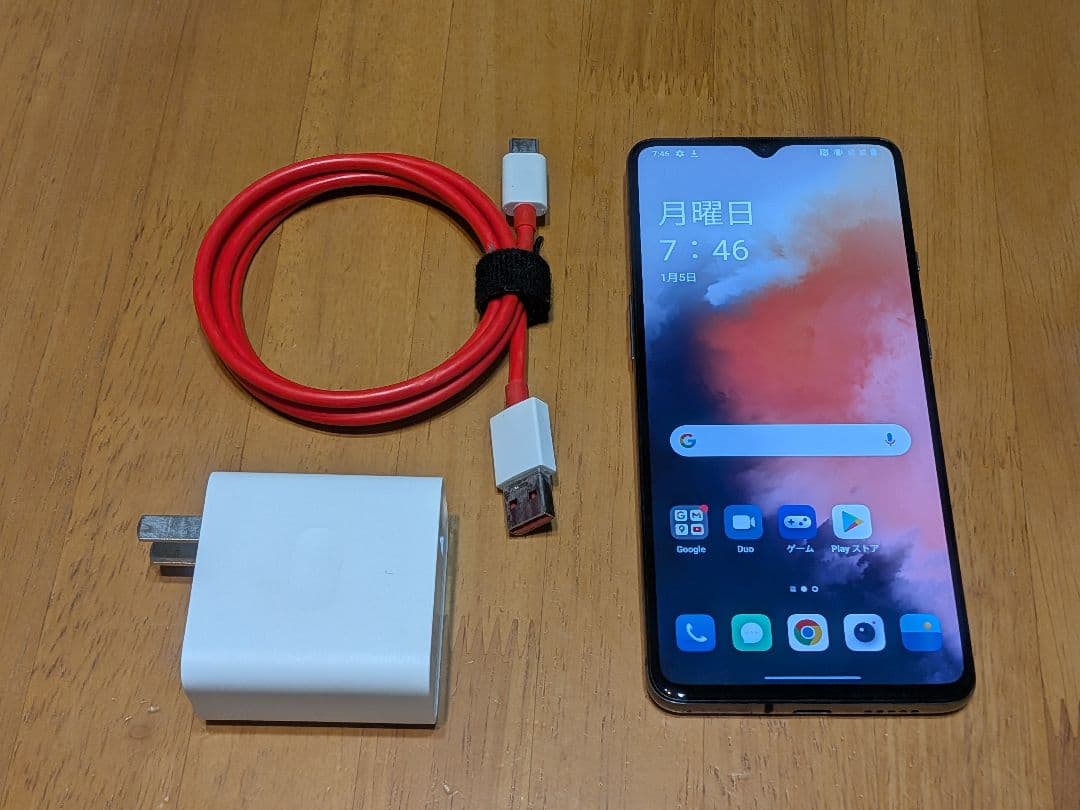 OnePlus 7T 256GB 背面割れ 充電器付き