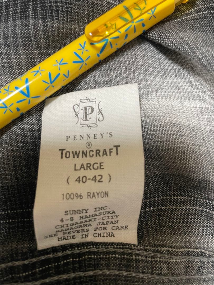 TOWNCRAFT 60s オンブレチェック ループカラーシャツ グレー　L