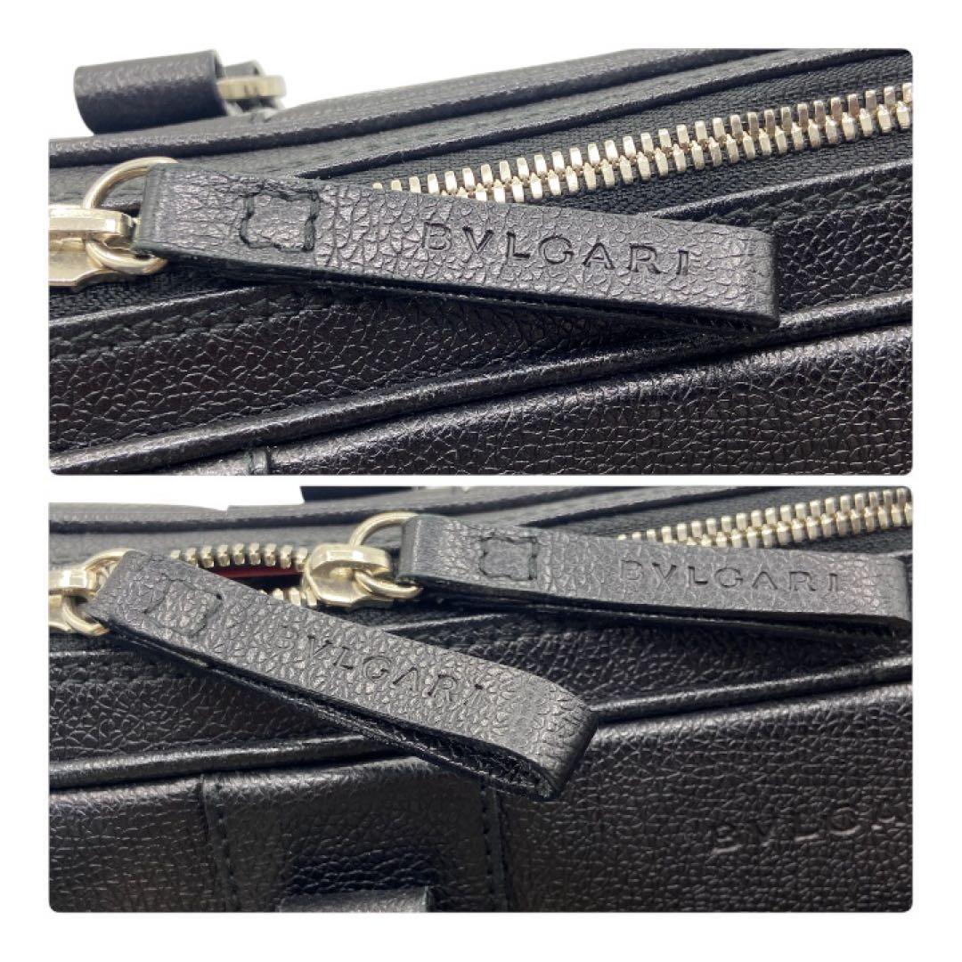 【美品】BVLGARIブルガリレザー 2WAY ショルダーバッグブラックA4可