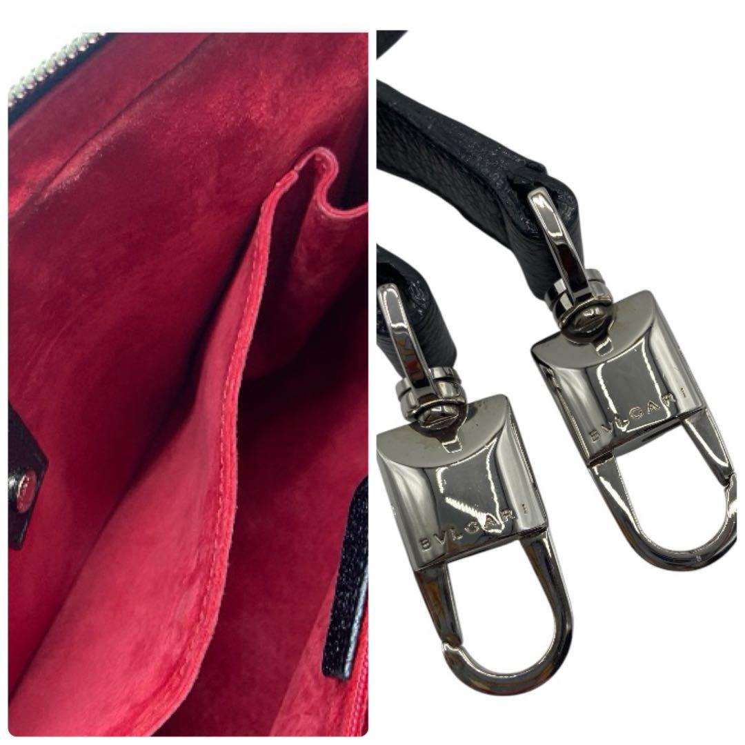 【美品】BVLGARIブルガリレザー 2WAY ショルダーバッグブラックA4可