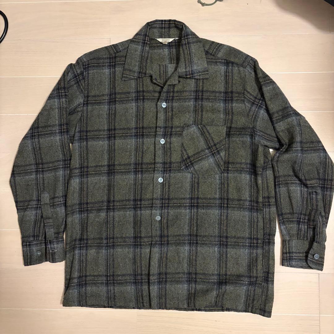 配色◎ 50s 60s SPORTS ヴィンテージ　ウールシャツ　　三角タグ