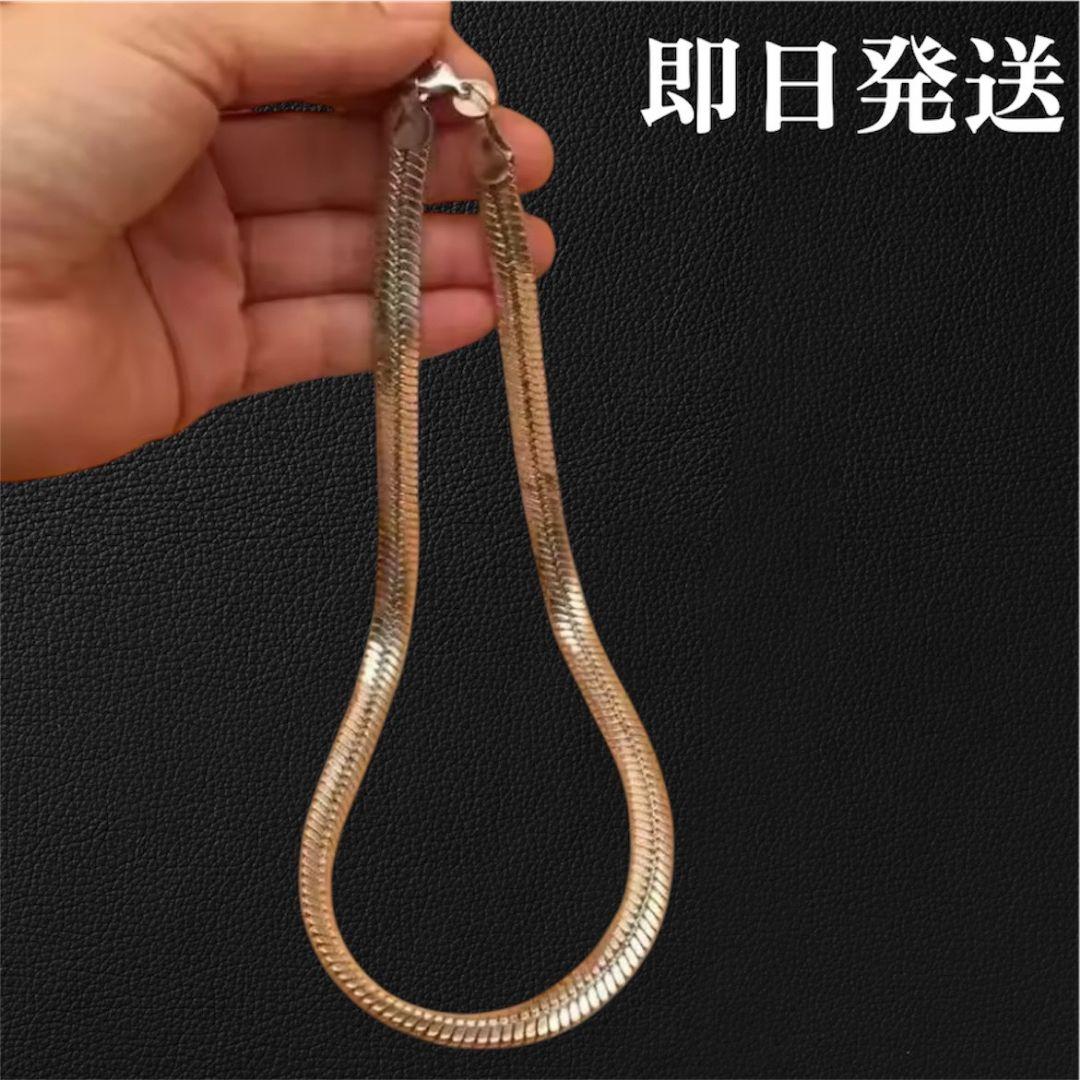 シルバー925刻印 ヴィンテージ　スネーク　チェーンネックレス　重厚感