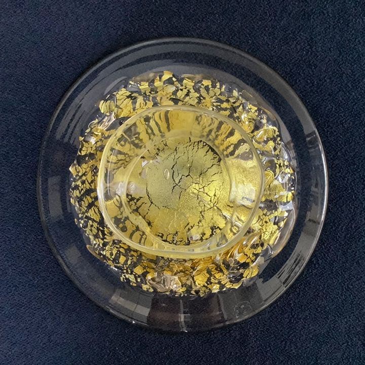 【チビ】宙吹ガラス「壱谷 旭 作」金彩 プレート(共箱)