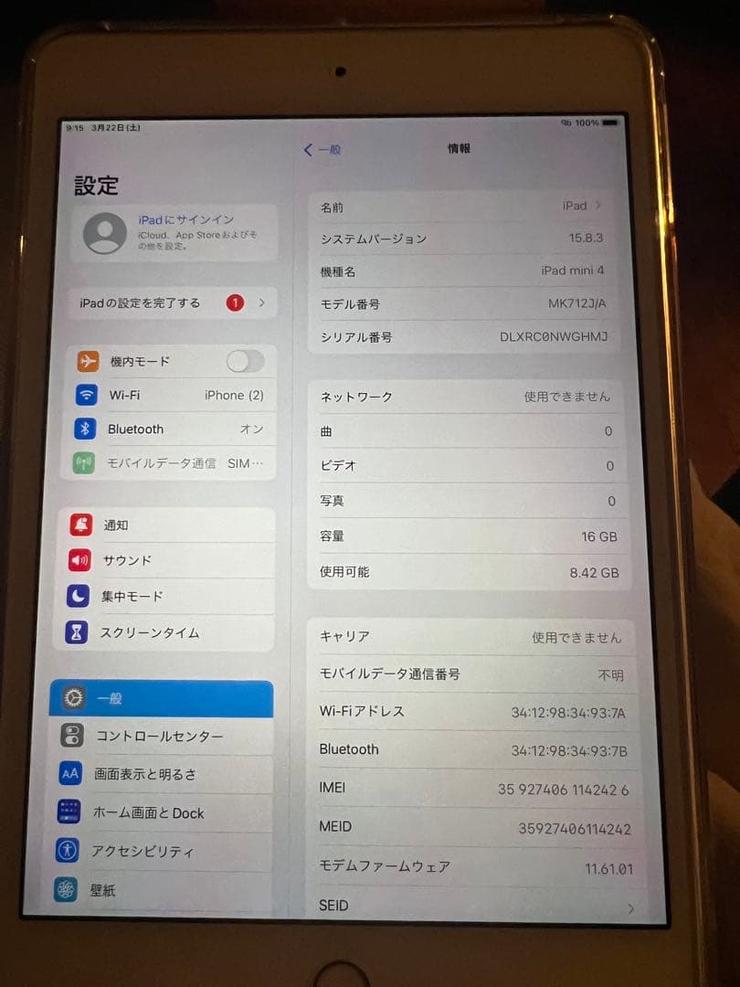 iPad mini ゴールド