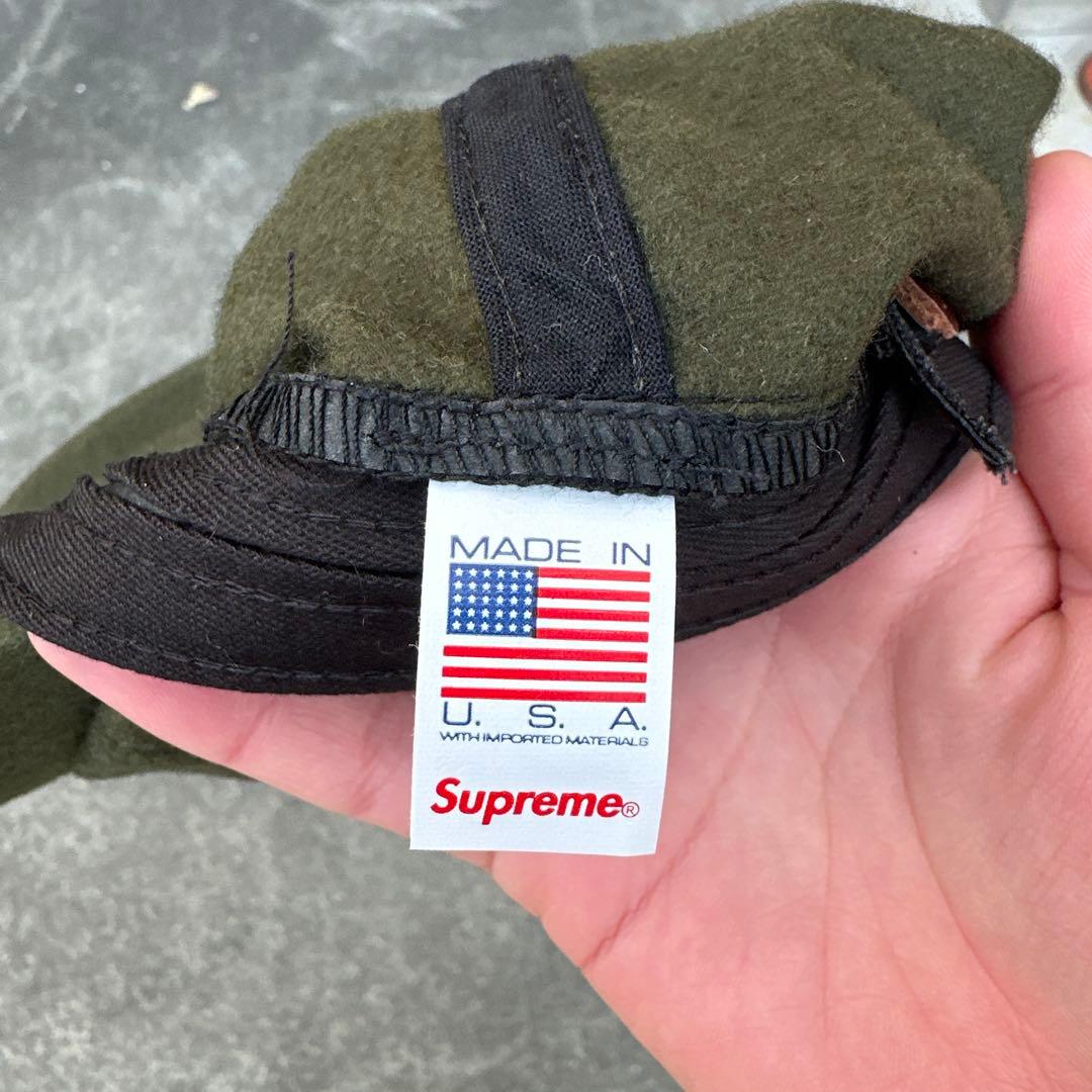 Supreme オリーブキャップ Sロゴ刺繍