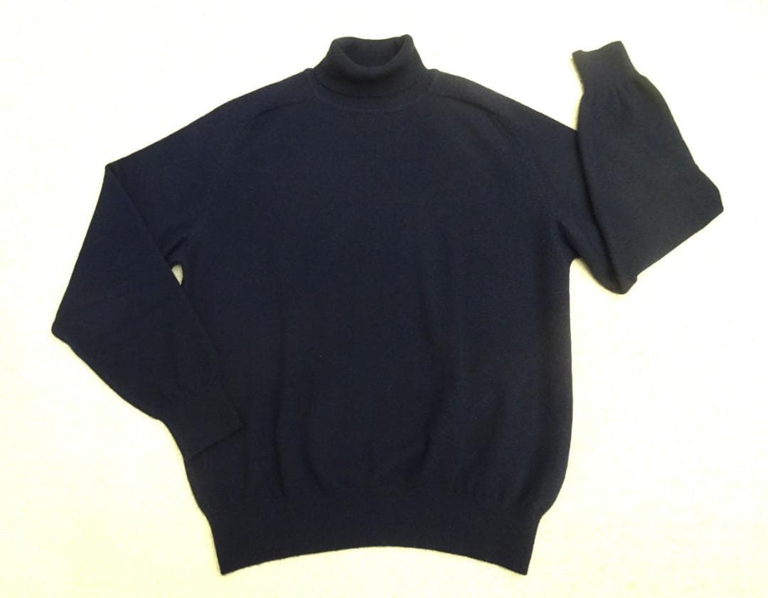FUKAKI カシミヤ タートルネックセーター L ネイビー