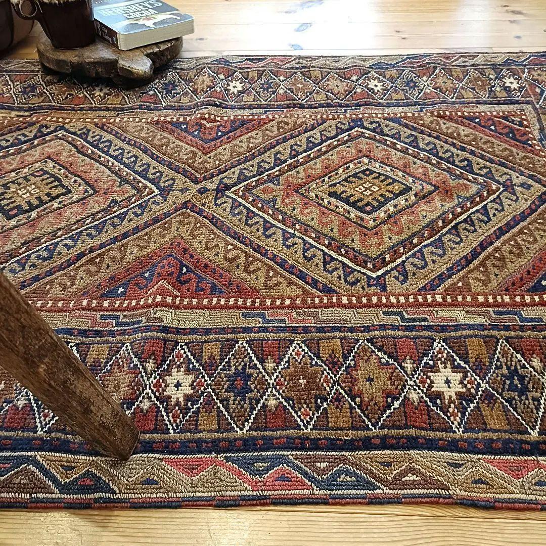 ※【てふてふ】90s マシュワニ　トライバルラグ　ヴィンテージラグ