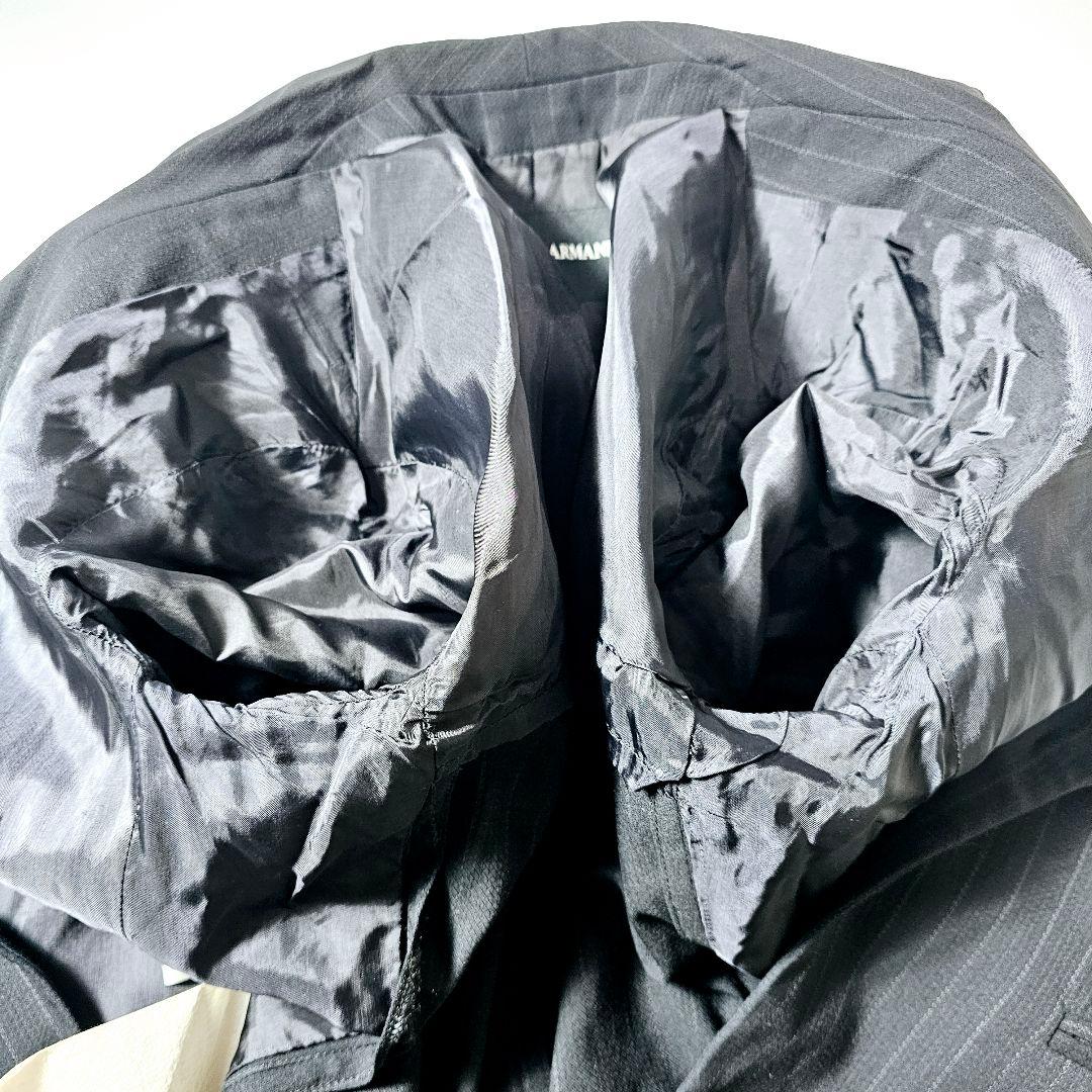 【極美品】ジョルジオアルマーニ　M　ストライプ　スーツ　セットアップ　ブラック