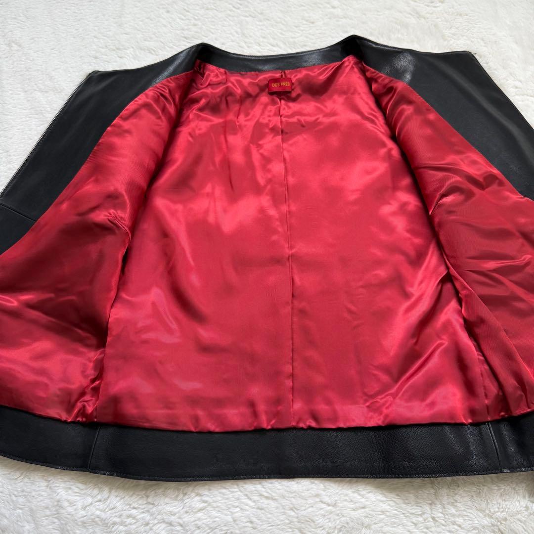 【美品】デプレ DES PRES ラムレザー ノーカラージャケット ブラック M