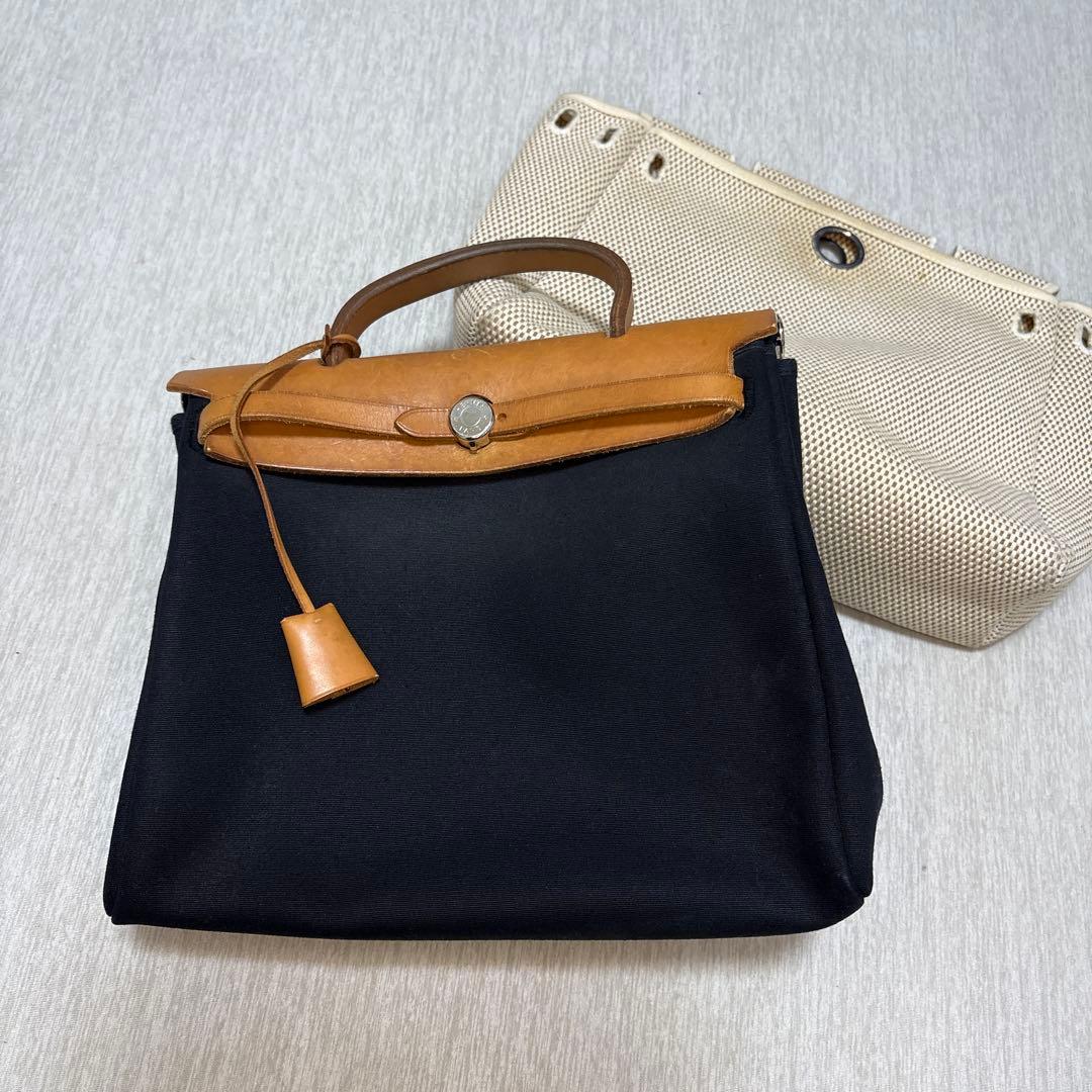 エルメス　エールバッグ　ジップPM ブラック/ナチュラル/シルバー金具