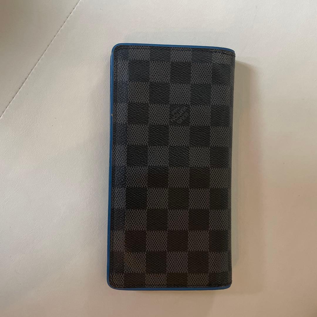 ダミエパターン ブラック ブルー 長財布