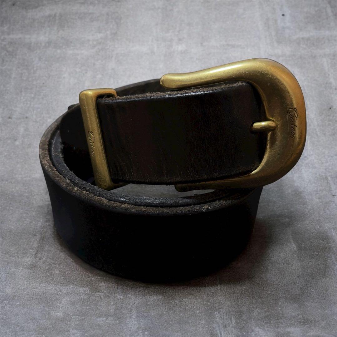 【希少】キャリー　レザー　ベルト　プレーン　金　ゴールド　カウハイド