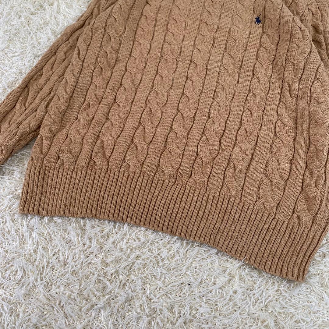 【美品】ポロラルフローレン　ケーブルニット　ユニセックス　メンズ　茶　L相当