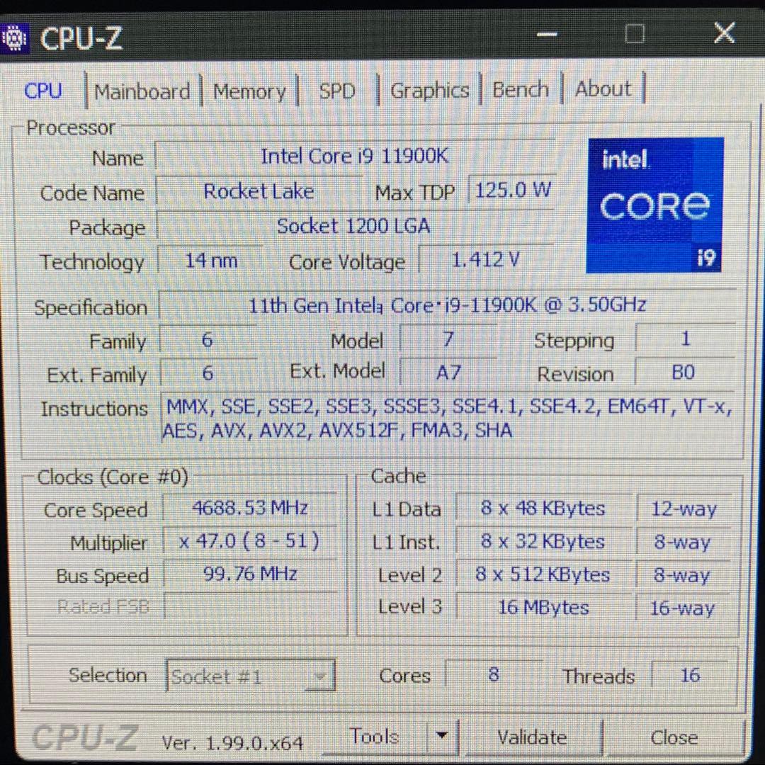Intel Core i9-11900K CPU 動作確認済み