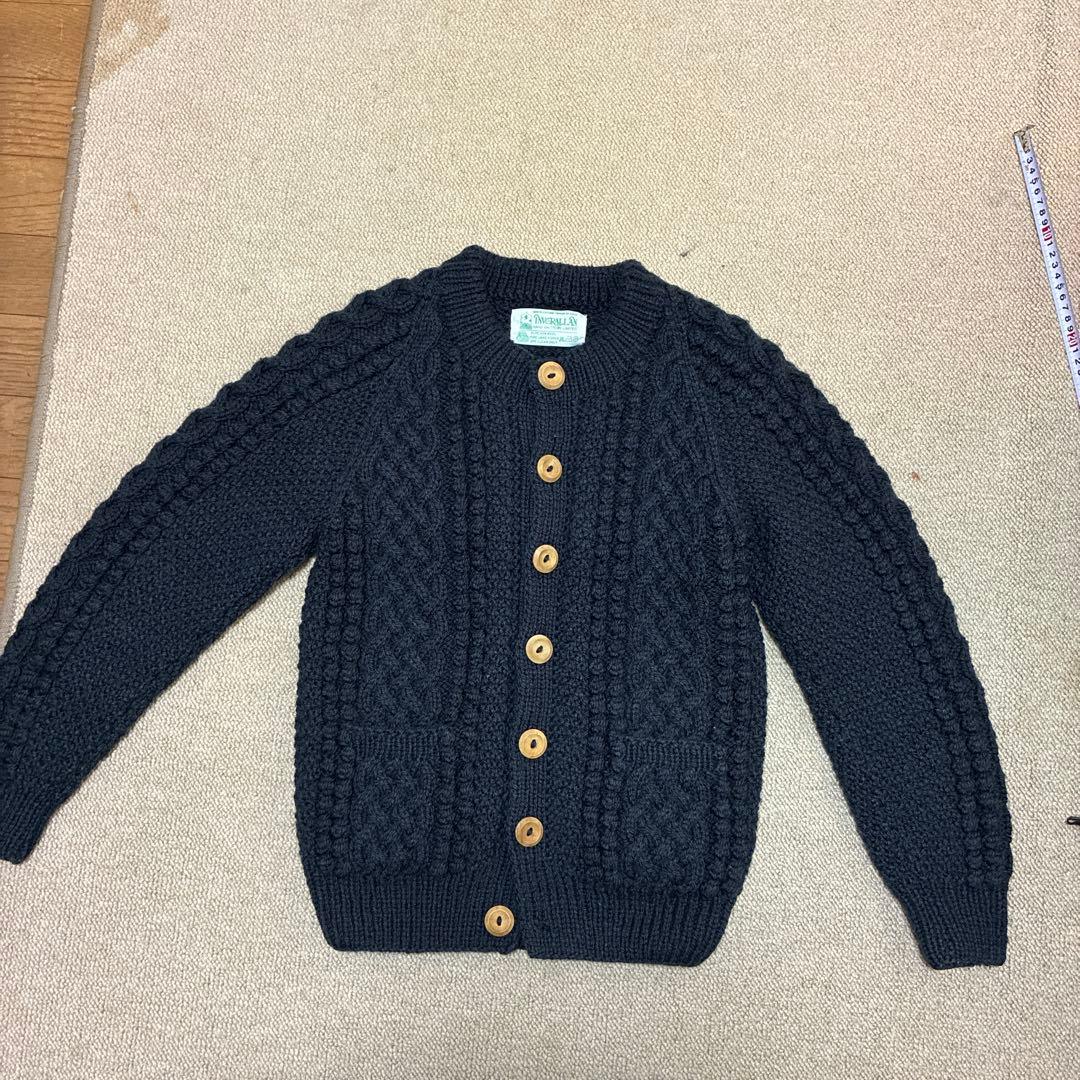 Inverallan ダークネイビー ケーブル編みカーディガン