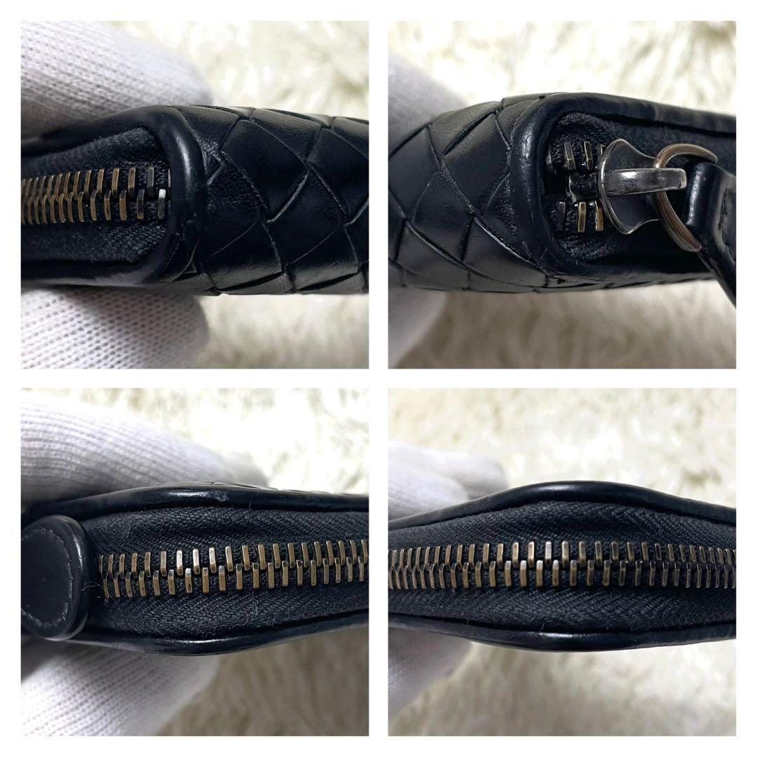 ボッテガヴェネタ ケース イントレチャート ラウンドファスナー ブラック