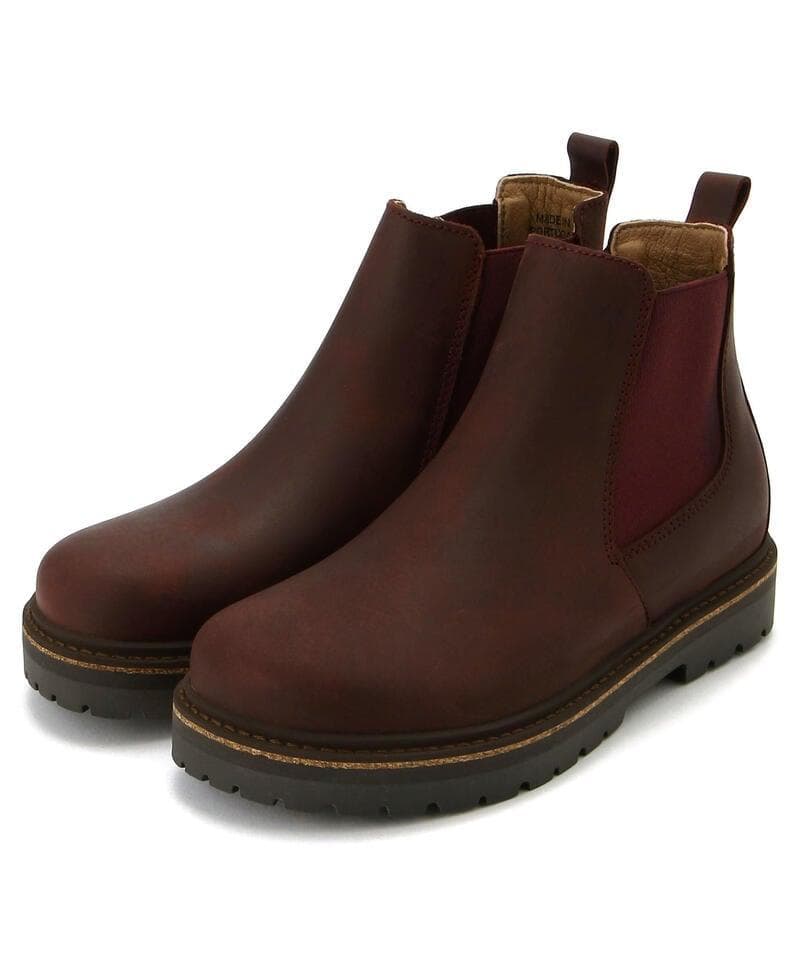 未使用品！ビルケンシュトック本革サイドゴアブーツ防水 24.5 バーガンディ